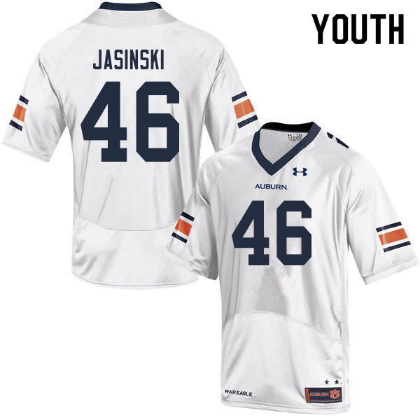 Youth Auburn Tigers #46 Jacob Jasinski White 2019 College Stitched Football Jersey